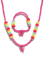 Accessorize Girls Pink Beaded Jewellery Set