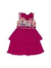Aomi Girls Magenta Printed Dress