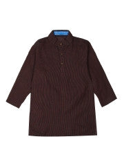 Dennis Morton Boys Maroon & Black Striped Kurta
