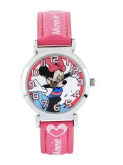 Disney Girls White & Pink Printed Dial Watch