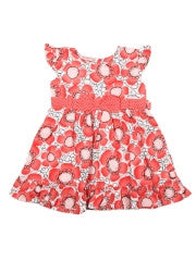 Doodle Girls Orange & White Printed Dress