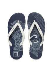 Franco Leone Men White & Navy Blue Flip Flops