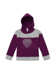 GKIDZ Girls Purple & Grey Melange Heart Embellished Sweatshirt