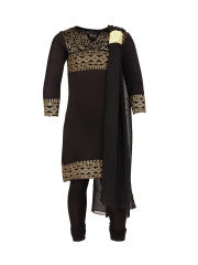 Ira Soleil Girls Black Churidar Kurta Set