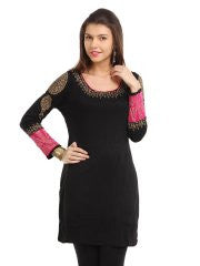 Ira Soleil Women Black & Pink Printed Kurta