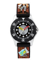 Jacques Farel Kids Boys Black & Grey Dial Watch